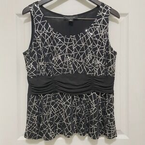Perceptions New York Black Sequin Tank Top Empire Waist Party Club Bling Size 14